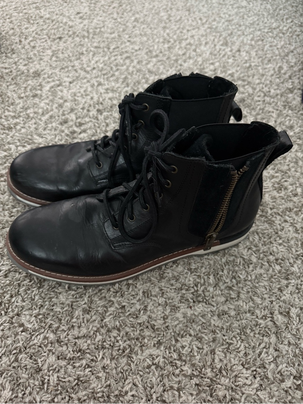 Aldo Black Leather Chukka Boots with Side Zip